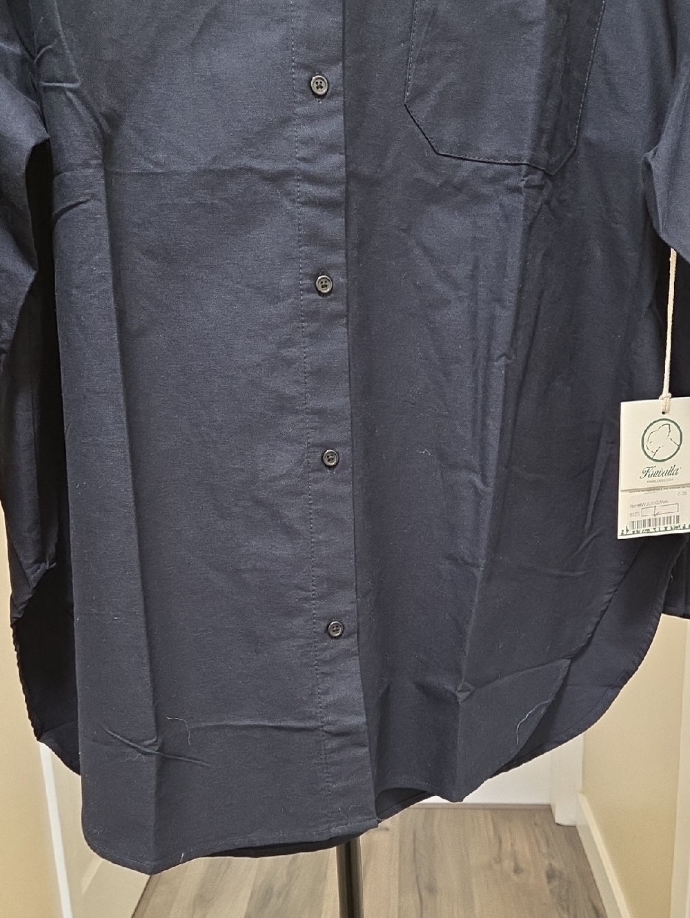 NWT Kuwalla Navy Oversized Button-Down Shirt | Minimalist Collared Long Sleeve - Picture 8 of 11